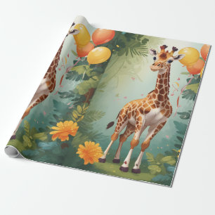 Regalo Regalos y jirafas felices en la jungla Papel de