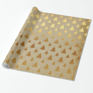 Regalo Relieve metalizado dorado y papel Kraft Árbol de N