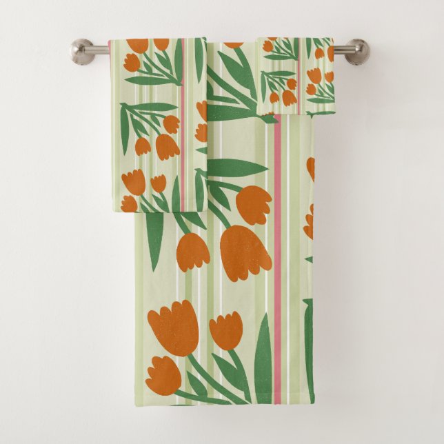 Regalo retro cutáneo l Fondo rayado l Floral (In situ)