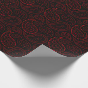 Regalo Rojo de Paisley en el papel de embalaje negro