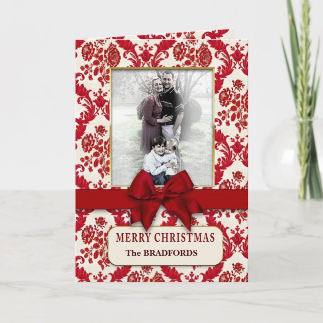 Regalo rojo navidad con Bow Design Photo Insert Ho (Anverso)