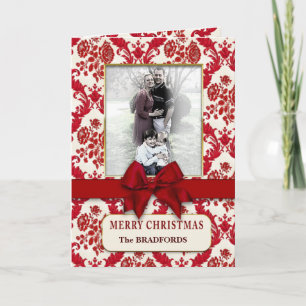 Regalo rojo navidad con Bow Design Photo Insert Ho