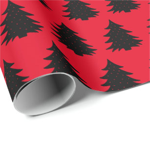 Regalo Rojo Papel de envolver de árbol negro de Navidad