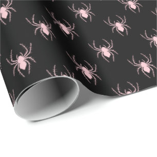 Regalo Rollo de papel de envolver negro y araña rosada es