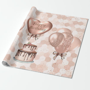 Regalo Rollo de papel de envolvimiento 6' Rosa Cumpleaño