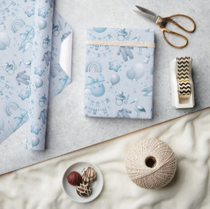 Regalo Rollo de papel de envolvimiento azul de Baby Showe