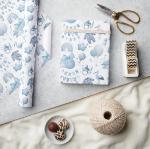 Regalo Rollo de papel de envolvimiento azul de Baby Showe