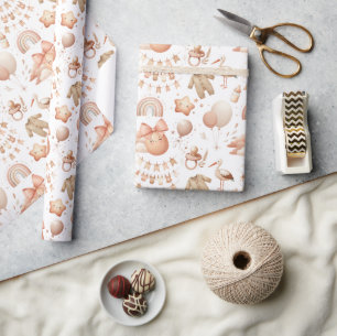 Regalo Rollo de papel de envolvimiento beige de Baby Show