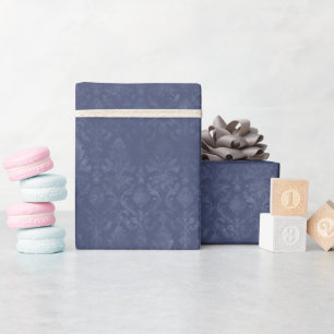 Regalo Rollo de papel de envolvimiento de Damasco azul os