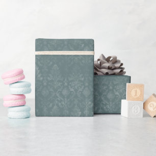 Regalo Rollo de papel de envolvimiento de Damasco verde o