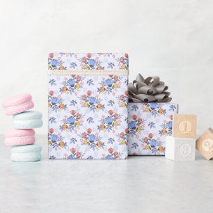 Regalo Rollo de papel de envolvimiento de flores dibujada