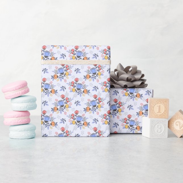 Regalo Rollo de papel de envolvimiento de flores dibujada (Baby Shower)