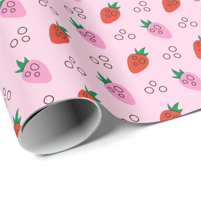 Regalo Rollo de papel de envolvimiento de fresa elegante (Esquina del rollo)