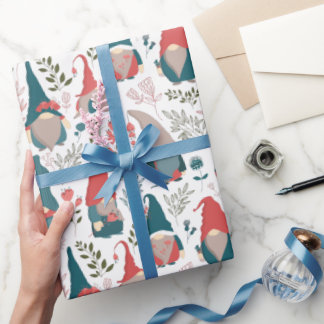 Regalo Rollo de papel de envolvimiento de gnomo floral