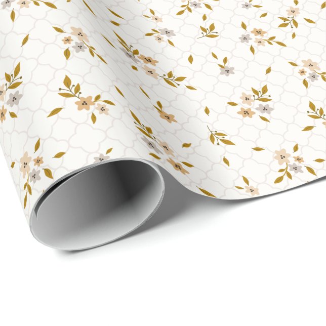 Regalo Rollo de papel de envolvimiento de impresión flora (Esquina del rollo)