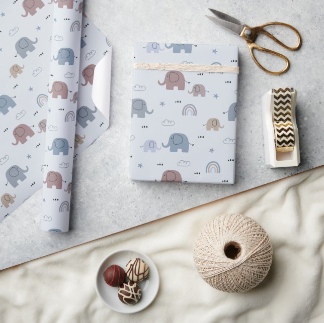 Regalo Rollo de papel de envolvimiento del patrón de elef (Artesanía)