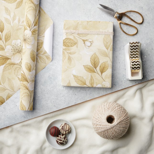 Regalo Rollo de papel de envolvimiento floral delgado (Artesanía)