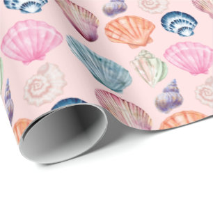 Regalo Rollo de papel de envolvimiento rosado de concha c