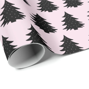 Regalo Rosa claro  Papel de envolver de árbol negro de N