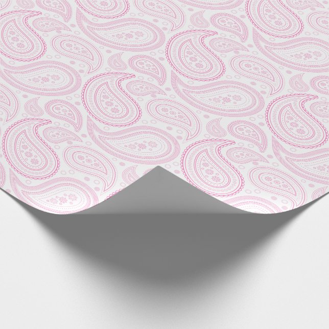 Regalo Rosa de Paisley en el papel de embalaje blanco (Esquina)