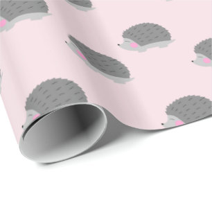 Regalo Rosa del erizo y papel de embalaje gris