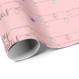 Regalo Rosa  Papel envuelto de adornos navideños