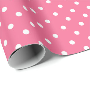Regalo Rosa Rosa Papel de envolver de puntos de polka bl