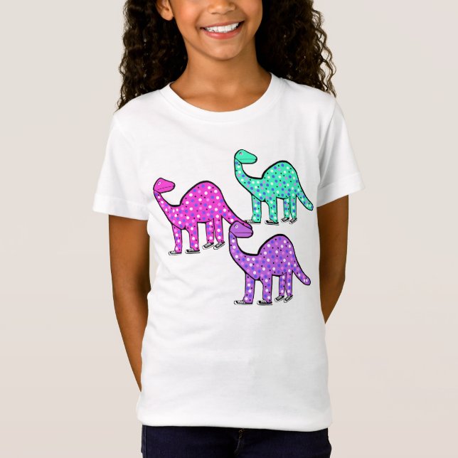 Regalo rosado de la camiseta del dinosaurio del (Anverso)