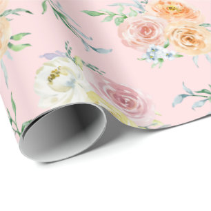 Regalo Rosas de acuarela en papel de envolvimiento rosado
