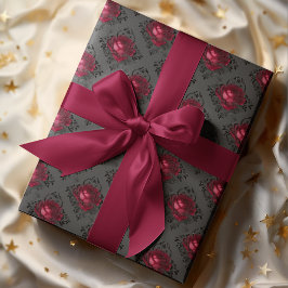 Regalo Roses Rojos Sparkly Black Dark Papel de envolvimie