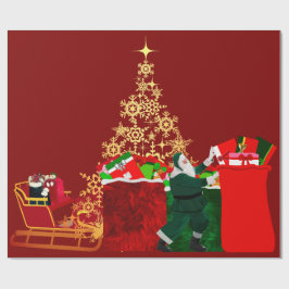 Regalo Santa Claus llega al pueblo con papel de envolver 