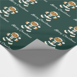 Regalo Santa Gingbread Man Green | Papel de envolver