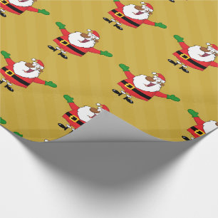 Regalo Santa negro abraza el papel de envoltorio para