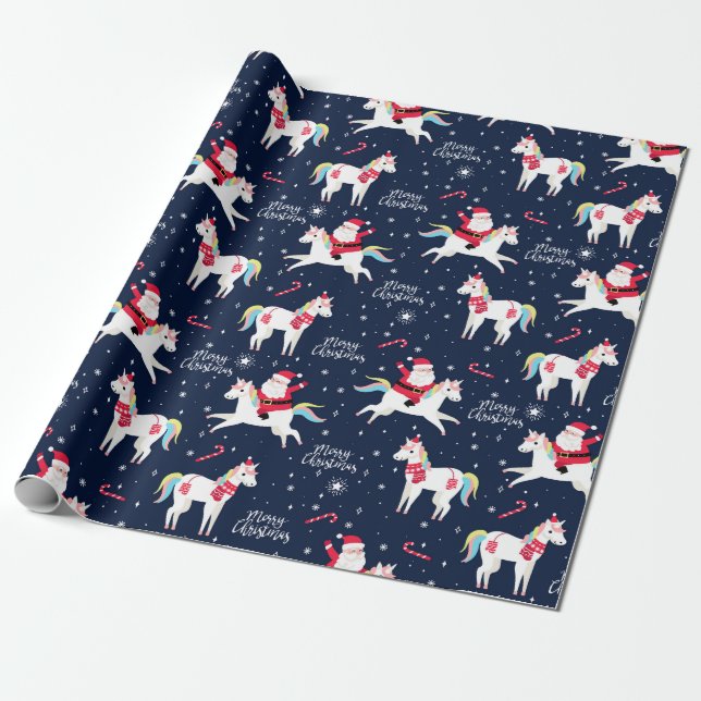 Regalo Santa sobre un papel de unicornio (Desenrollado)