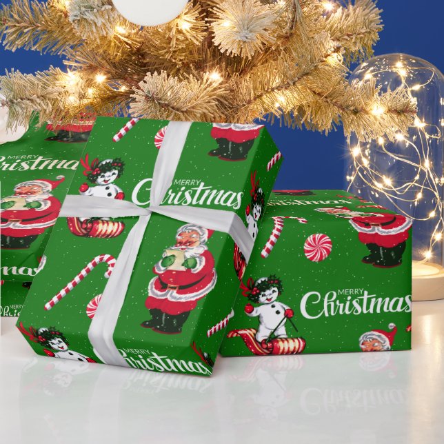 Regalo Santa y Snowman de la época con papel de envolver  (Vacaciones)