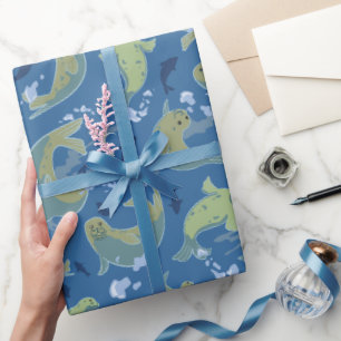Regalo Sellos de juego Papel de envolvimiento azul marino