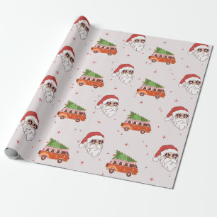 Regalo signo de paz retro papel de envoltura de Santa