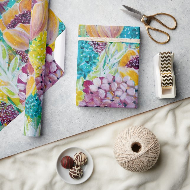 Regalo Sinfonía Hydrangea Papel de relleno de amapola flo (Artesanía)