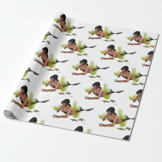 Regalo Sirena De Brunette Con Papel De Envoltura De Starf