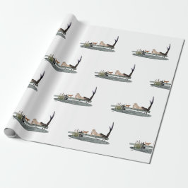 Regalo Sirena en papel de envolver de pollos de barca