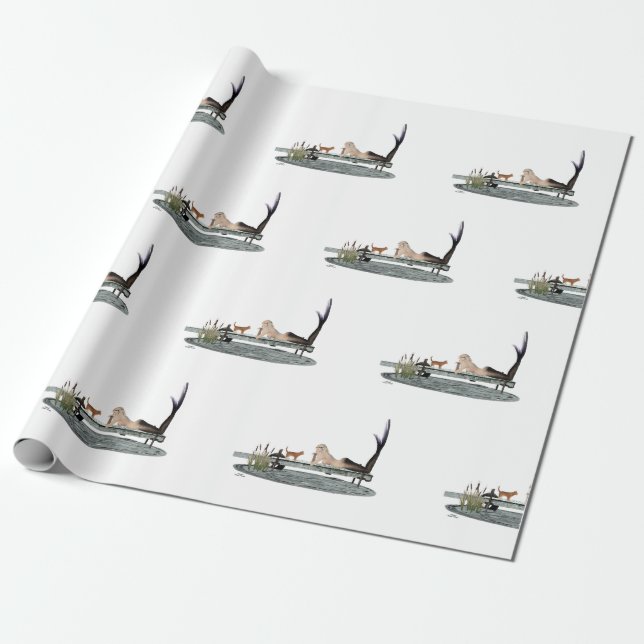 Regalo Sirena en papel de envolver de pollos de barca (Desenrollado)
