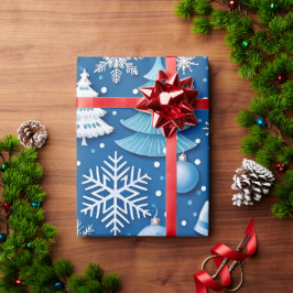 Regalo Sofisticado papel de ajuste de Navidades azules pa