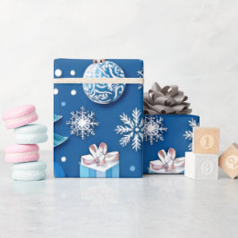Regalo Sofisticado papel de ajuste de Navidades azules pa