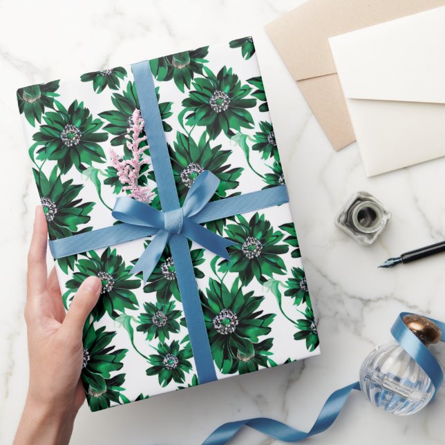 Regalo Sofisticado Papel de envolvimiento de flores verde (Regalar)