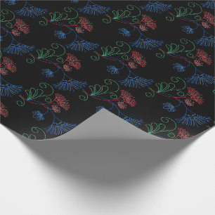 Regalo soldadura floral sobre papel de envoltura negro