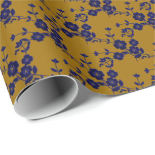 Regalo Spray floral, PAPEL DE RAPAS DE 1-AZUL-ORO-1-GIFT