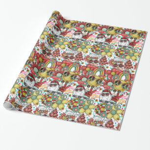 Regalo Sr.&Sra. Santa Claus Groovy Navidades Papel de emb