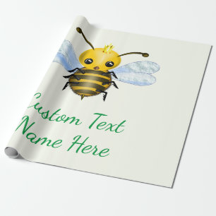 Regalo Su nombre de texto bebé envolver papel con abeja r