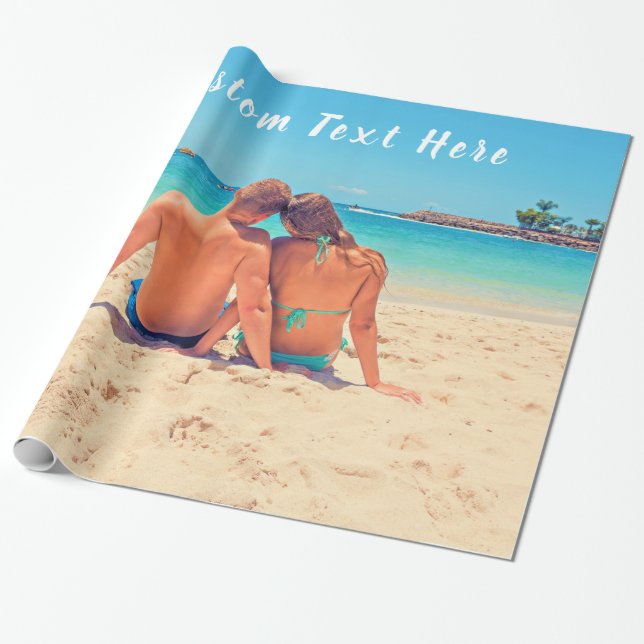 Regalo Su papel de ajuste de foto con texto Personalizado (Desenrollado)