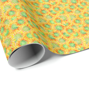 Regalo Sunflower amarillo Ditsy Papel de envolvimiento